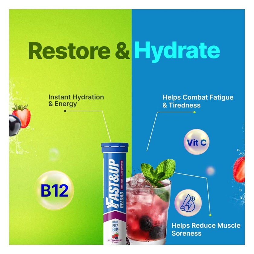Fast&Up Reload Electrolyte Effervescent, Mixed Berry - 20 Tablets