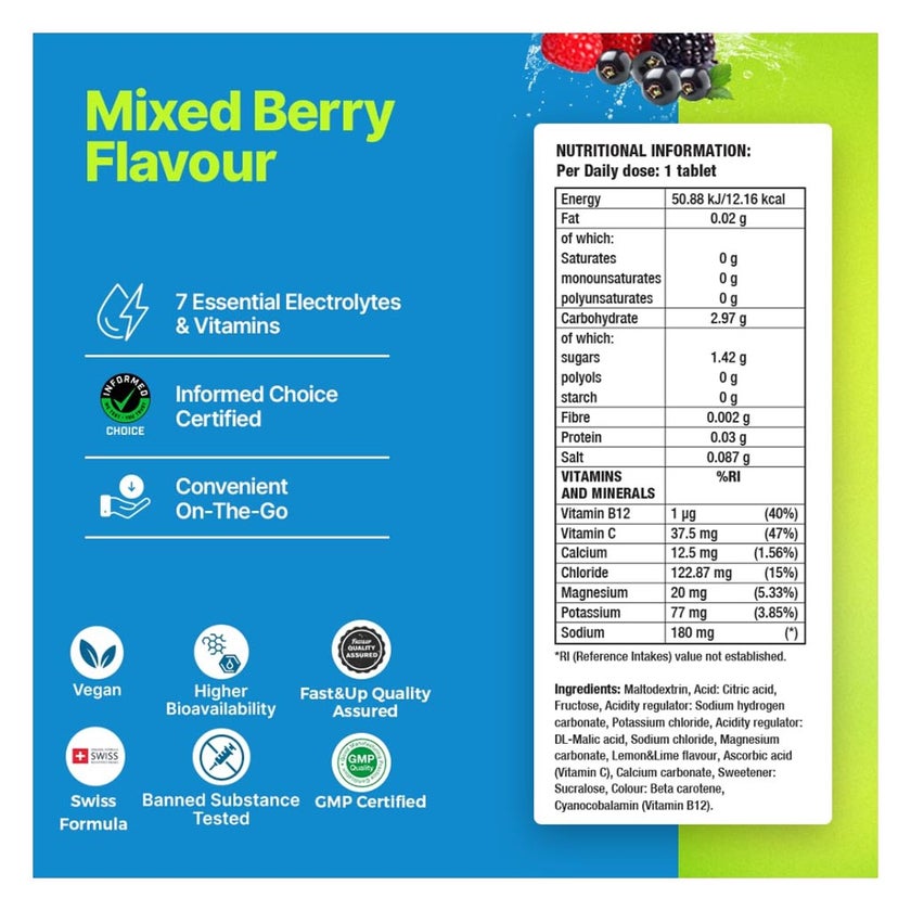 Fast&Up Reload Electrolyte Effervescent, Mixed Berry - 20 Tablets