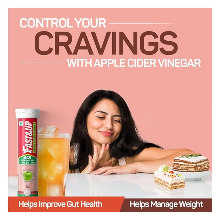 Fast&Up Apple Cider Vinegar Effervescent, Green Apple - 15 Tablets
