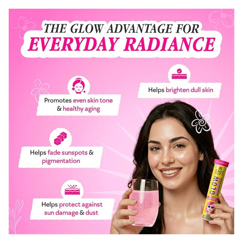Chic Nutrix Glow Skin Radiance Effervescent, Strawberry Lemon - 20 Tablets