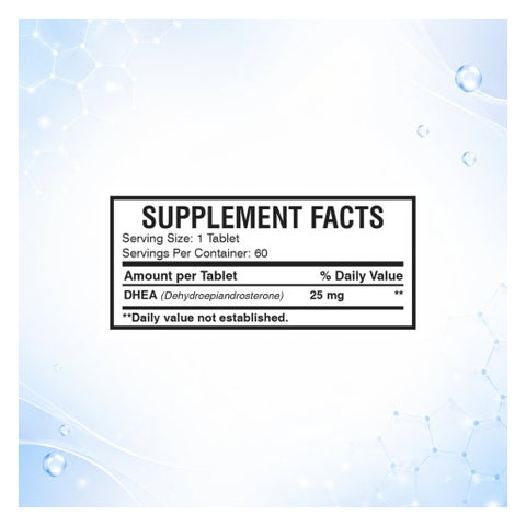 AMS DHEA 25mg Tablets, Age Defying Benefits - 60 Tablets