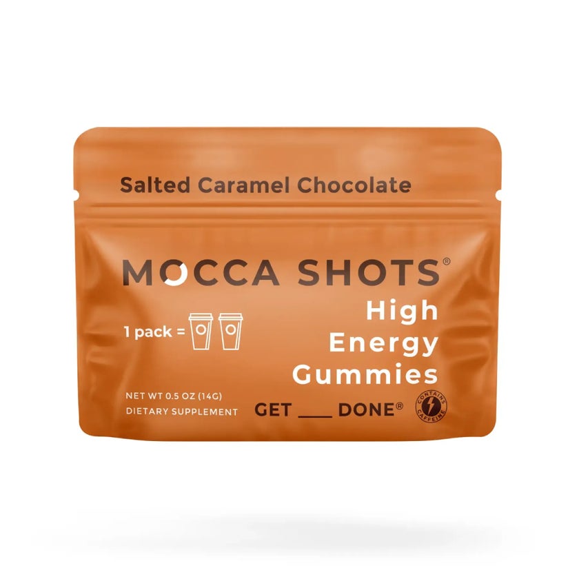 Seattle Gummy Mocca Shots Energy Gummies, Salted Caramel Chocolate - 12 Pack