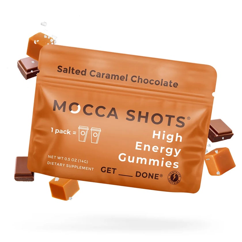 Seattle Gummy Mocca Shots Energy Gummies, Salted Caramel Chocolate - 12 Pack