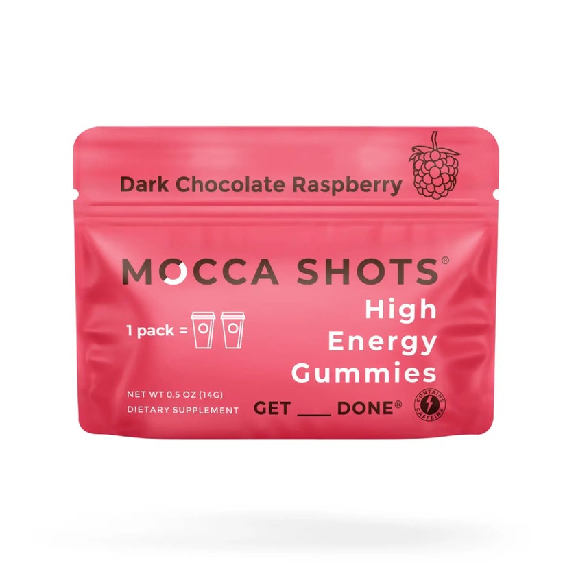 Seattle Gummy Mocca Shots Energy Gummies, Dark Chocolate Raspberry - 12 Pack