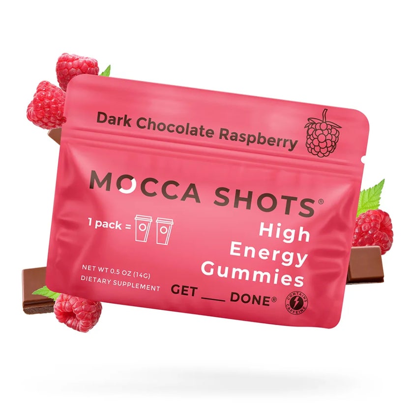 Seattle Gummy Mocca Shots Energy Gummies, Dark Chocolate Raspberry - 12 Pack