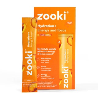 Zooki Hydration+ Energy & Focus Sachets, Peach - 7 sachets