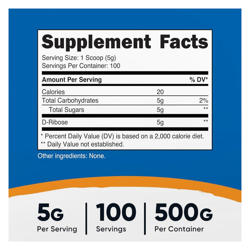 Nutricost D-Ribose Powder, Muscle Recovery - 500g
