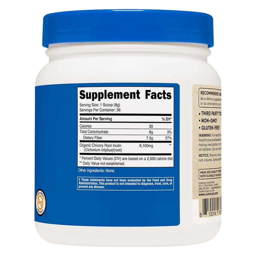 Nutricost Organic Inulin Chicory Root Powder, Digestive Support - 454g