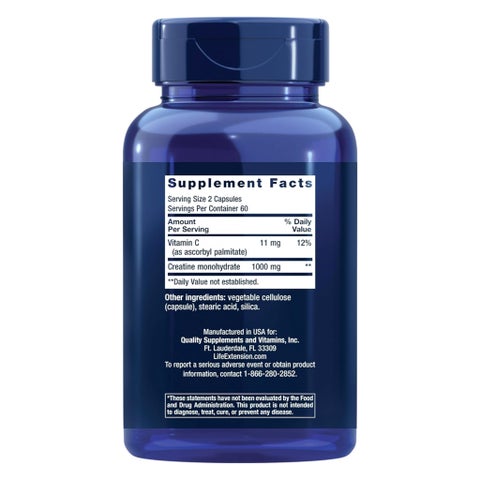 Life Extension Creatine Capsules,Energy & Muscle Support - 120 Capsules