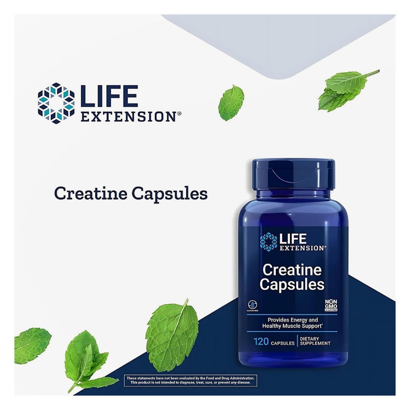 Life Extension Creatine Capsules,Energy & Muscle Support - 120 Capsules