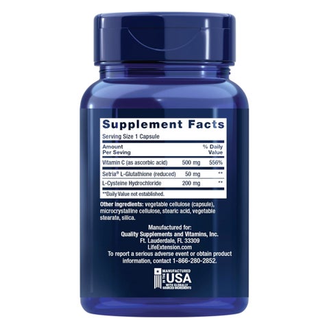 Life Extension Glutathione, Cysteine & C Capsules, Immune Support - 100 Capsules
