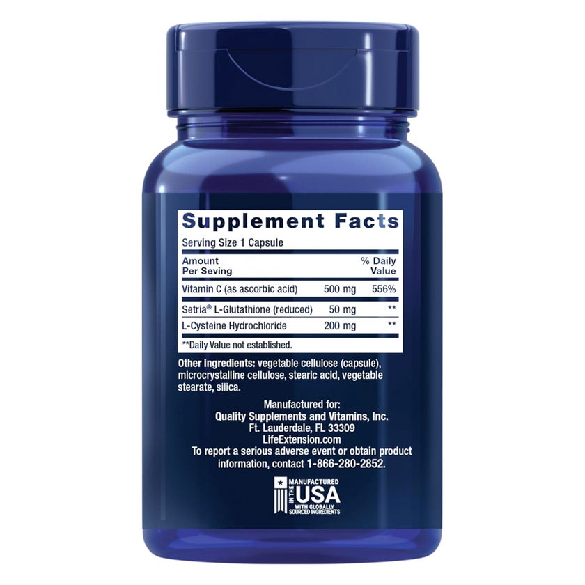 Life Extension Glutathione, Cysteine & C Capsules, Immune Support - 100 Capsules