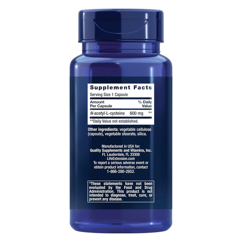 Life Extension N-Acetyl-L-Cysteine 600mg Capsules - 60 Capsules