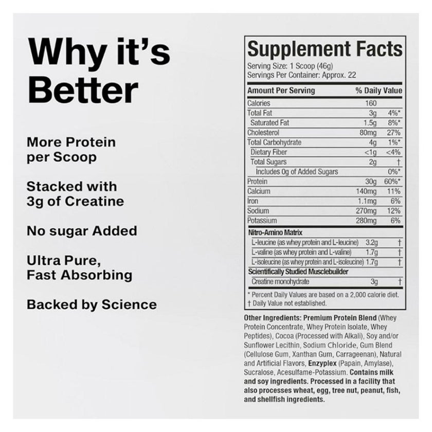 MuscleTech Nitro Tech Whey Protein, Milk Chocolate - 1.81kg