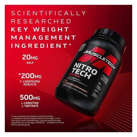 MuscleTech Nitro Tech Ripped Lean Protein, French Vanilla Bean - 1.81kg