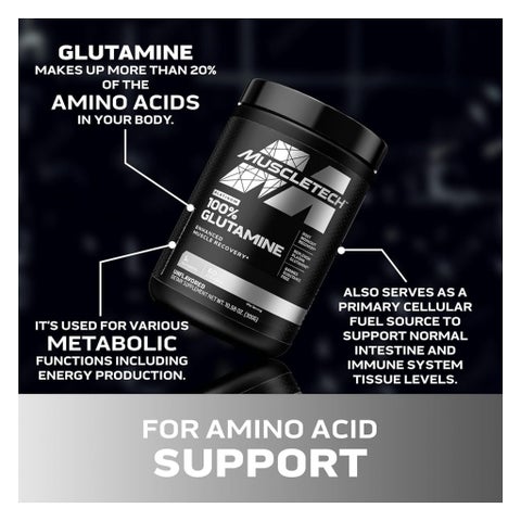 MuscleTech 100% Glutamine Powder, Recovery & Immune Support - 300g
