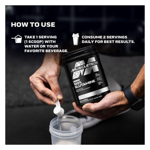 MuscleTech 100% Glutamine Powder, Recovery & Immune Support - 300g