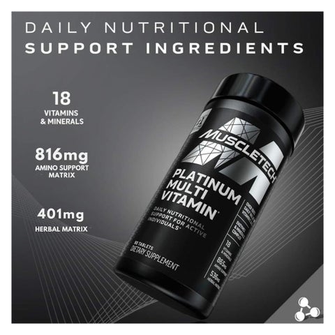 MuscleTech Platinum Multi-Vitamin Tablets, Immune Support - 90 Tables