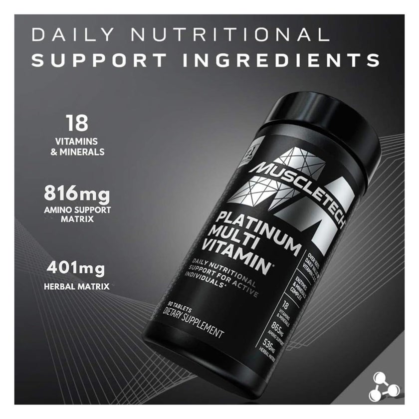 MuscleTech Platinum Multi-Vitamin Tablets, Immune Support - 90 Tables