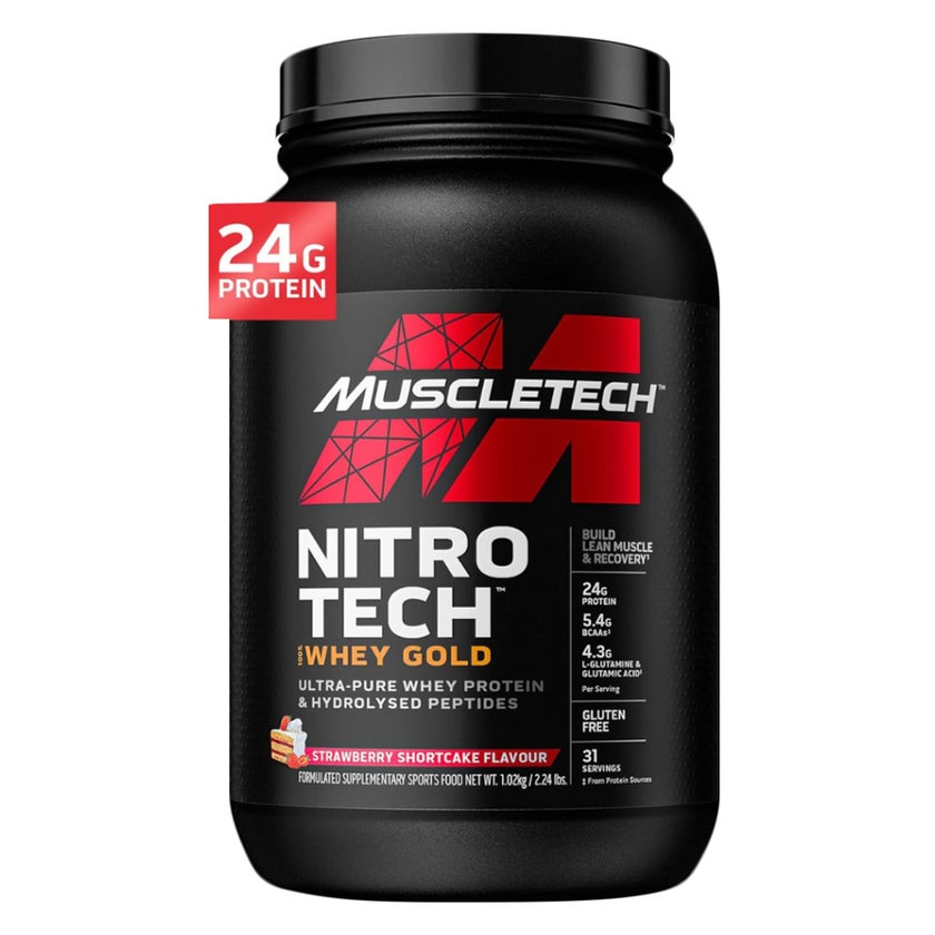 MuscleTech Nitro Tech Whey Gold Protein, Strawberry Shortcake - 1.02kg