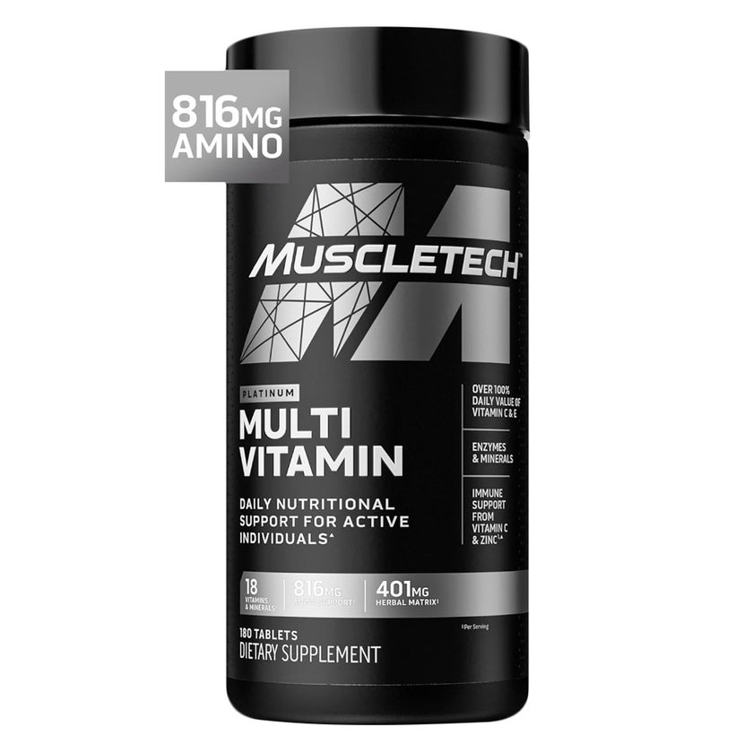 MuscleTech Platinum Multi-Vitamin Tablets, Immune Support - 180 Tables