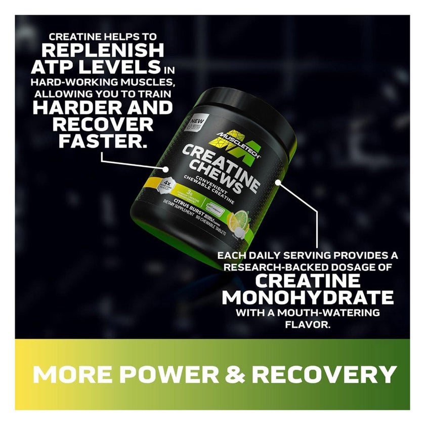 MuscleTech Creatine Chews Tablets, Citrus Burst - 90 Tablets