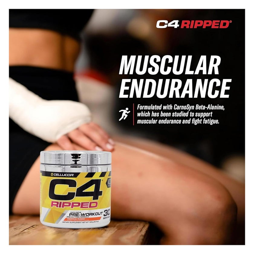 Cellucor C4 Ripped Pre-Workout Powder, Tropical Punch - 165g