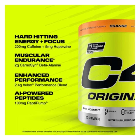 Cellucor C4 Original Pre-Workout Powder, Orange - 455g