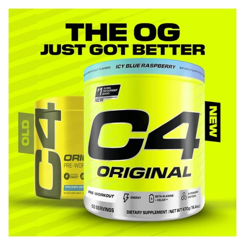Cellucor C4 Original Pre-Workout Powder, Icy Blue Raspberry - 470g