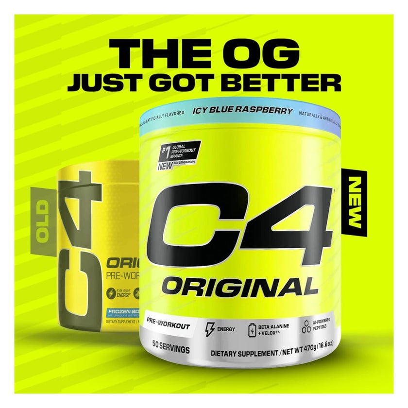 Cellucor C4 Original Pre-Workout Powder, Icy Blue Raspberry - 470g