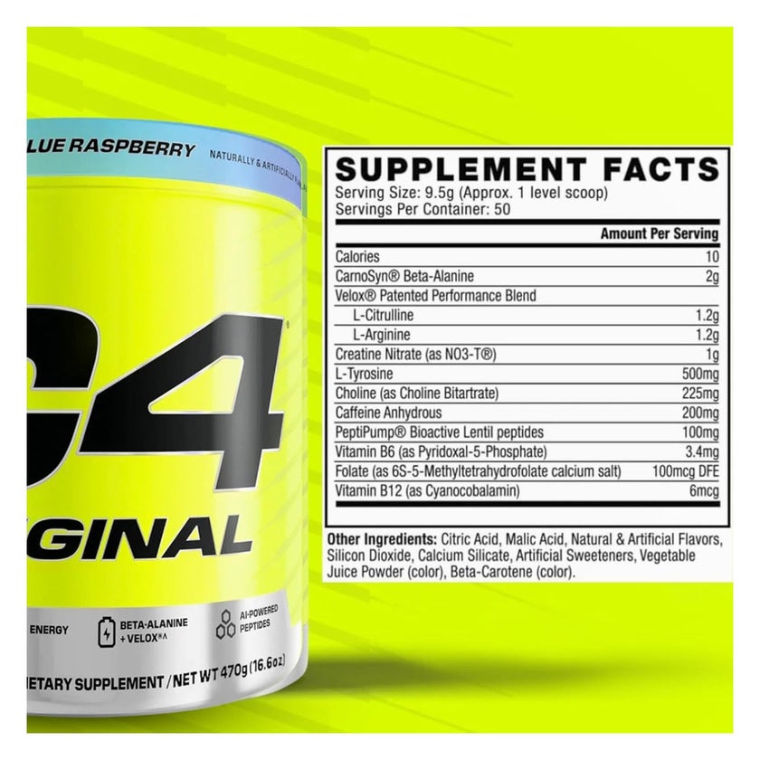 Cellucor C4 Original Pre-Workout Powder, Icy Blue Raspberry - 470g