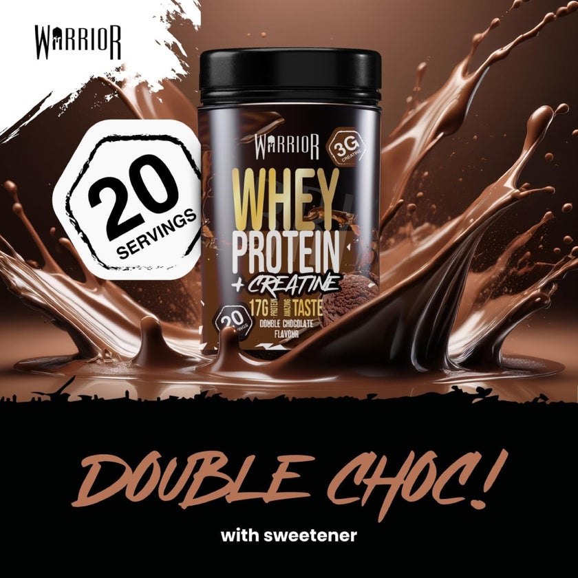 Warrior Whey Protein + Creatine Powder, Double Chocolate - 500g