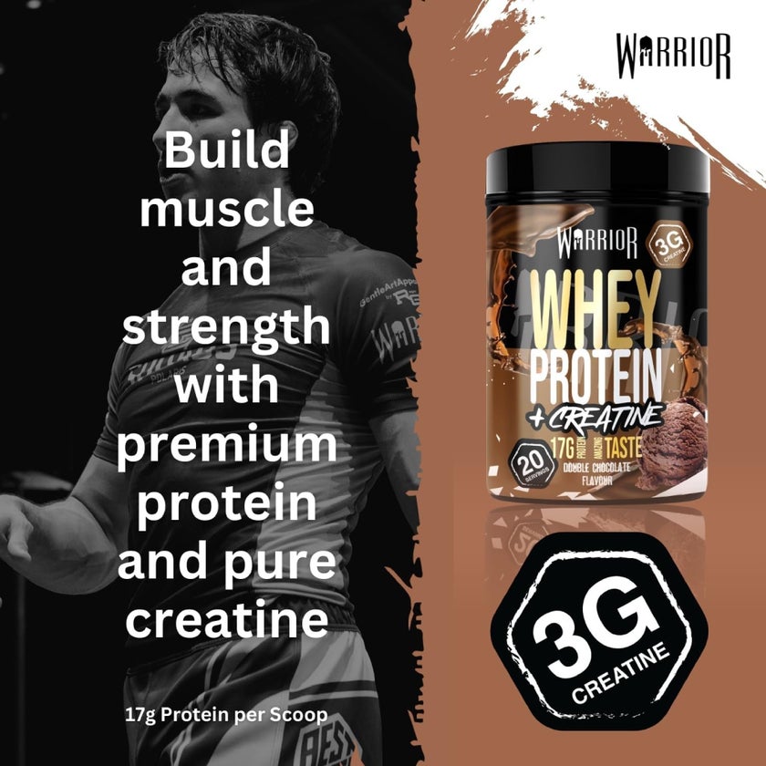 Warrior Whey Protein + Creatine Powder, Double Chocolate - 500g
