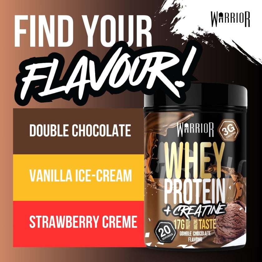 Warrior Whey Protein + Creatine Powder, Double Chocolate - 500g