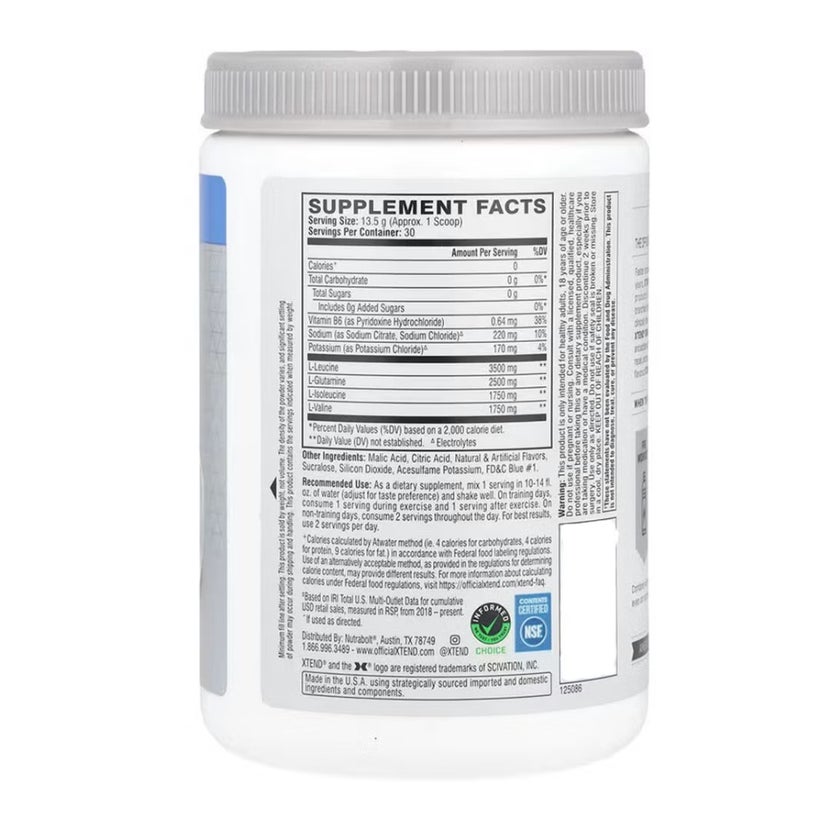Xtend Original 7g BCAA Muscle Recovery Powder, Blue Raspberry Ice - 405g
