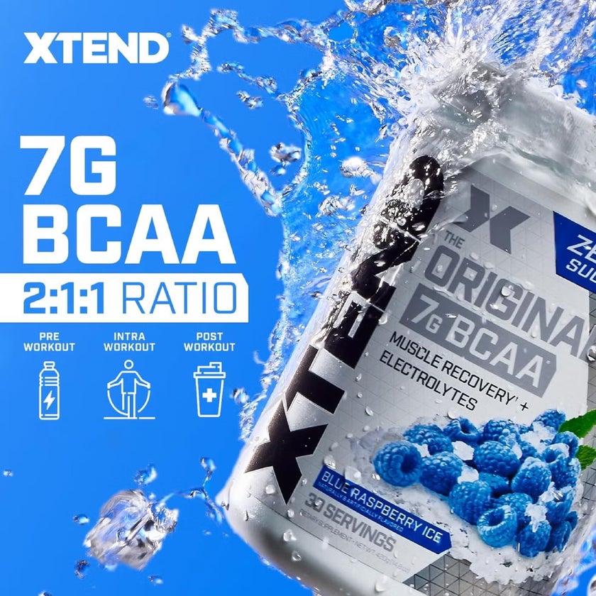 Xtend Original 7g BCAA Muscle Recovery Powder, Blue Raspberry Ice - 405g