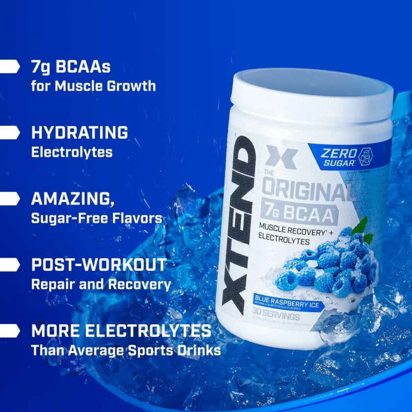 Xtend Original 7g BCAA Muscle Recovery Powder, Blue Raspberry Ice - 405g