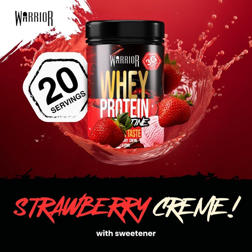 Warrior Whey Protein + Creatine Powder, Strawberry Creme - 500g