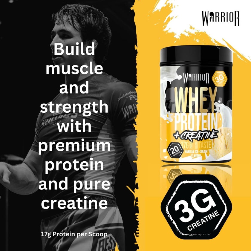 Warrior Whey Protein + Creatine Powder, Vanilla Milkshake - 500g
