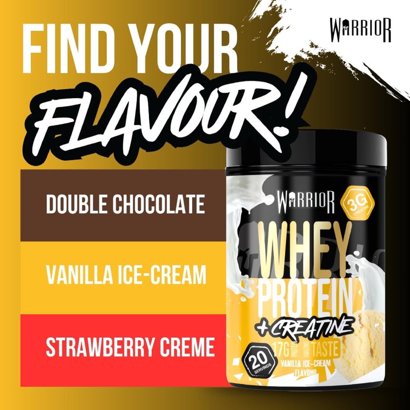 Warrior Whey Protein + Creatine Powder, Vanilla Milkshake - 500g