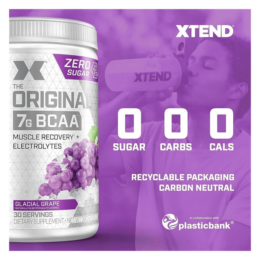 Xtend Original 7g BCAA Muscle Recovery Powder, Glacial Grape - 390g
