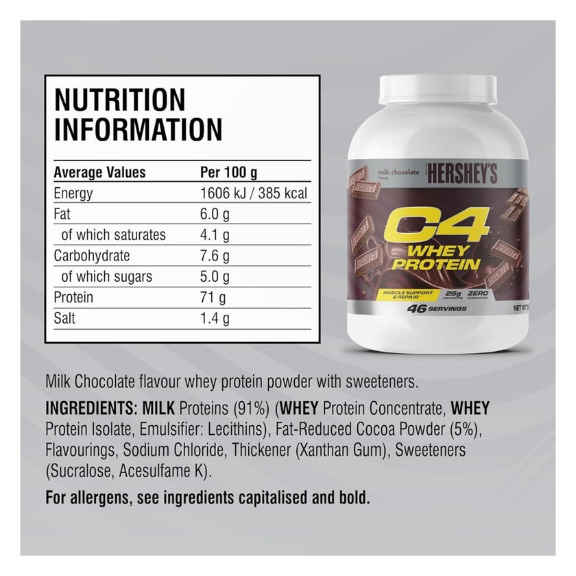 Cellucor C4 Hershey's Whey Protein, Milk Chocolate - 1.61kg