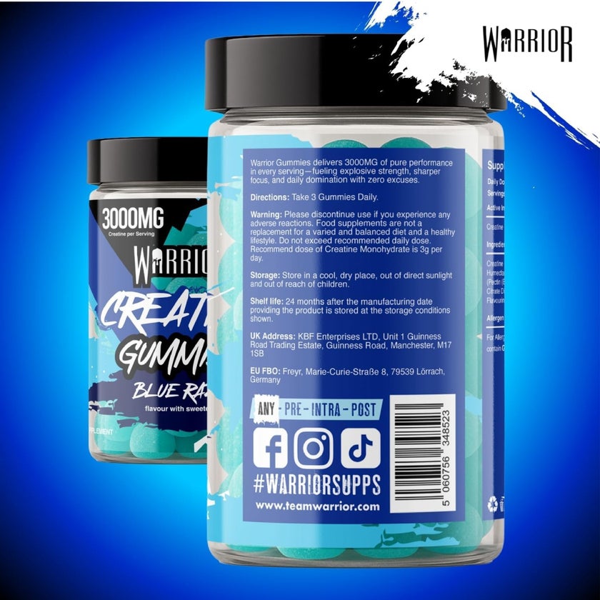 Warrior 3000mg Creatine Gummies, Blue Razz - 90 Gummies