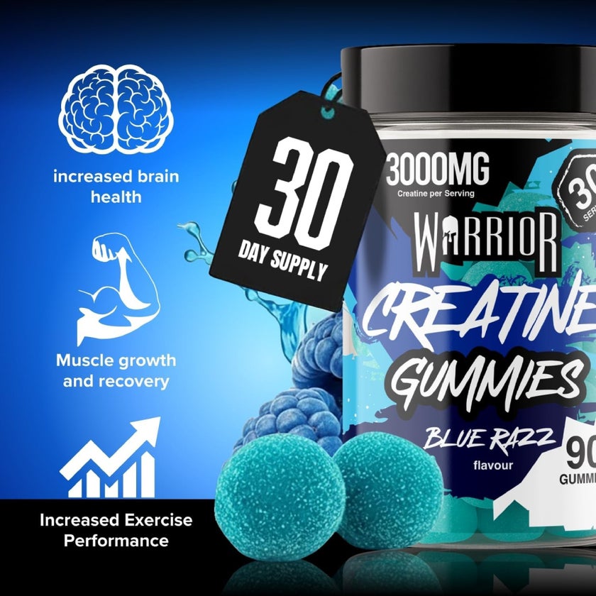 Warrior 3000mg Creatine Gummies, Blue Razz - 90 Gummies
