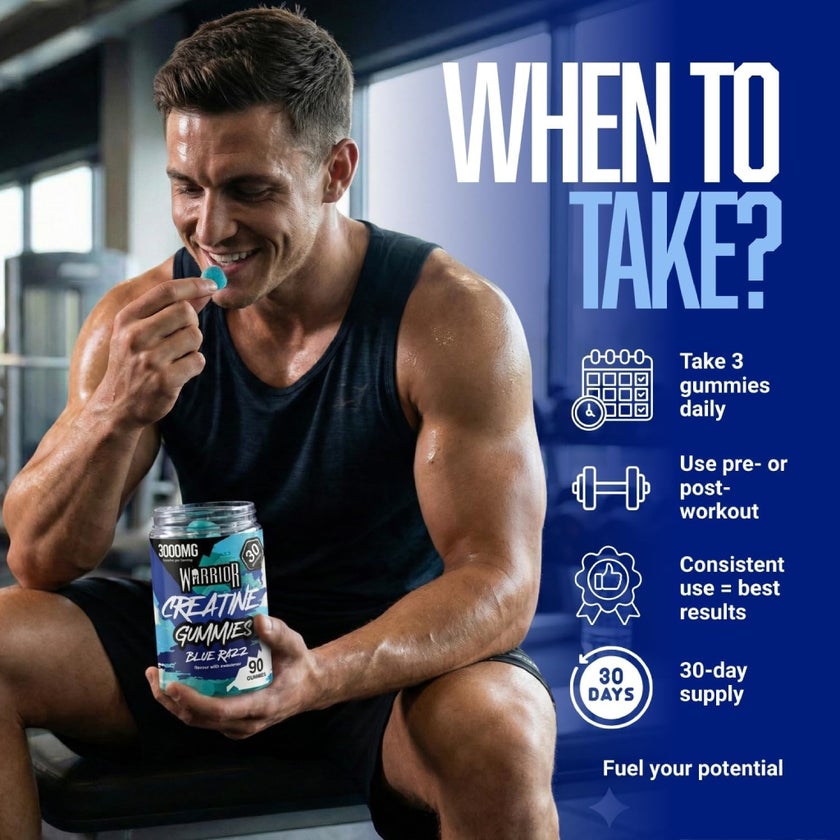Warrior 3000mg Creatine Gummies, Blue Razz - 90 Gummies