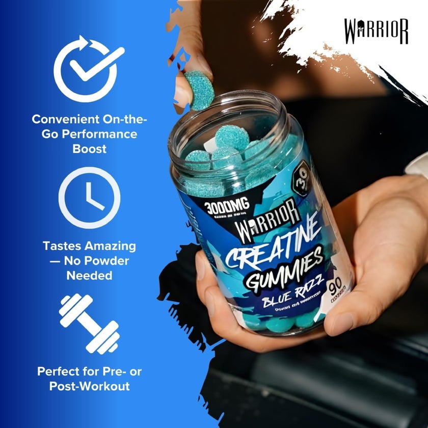 Warrior 3000mg Creatine Gummies, Blue Razz - 90 Gummies