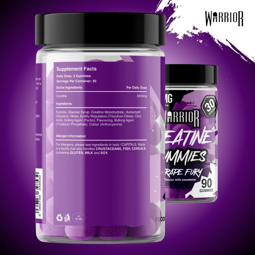 Warrior 3000mg Creatine Gummies, Grape Fury - 90 Gummies