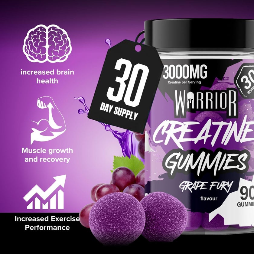 Warrior 3000mg Creatine Gummies, Grape Fury - 90 Gummies