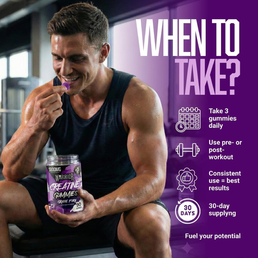 Warrior 3000mg Creatine Gummies, Grape Fury - 90 Gummies