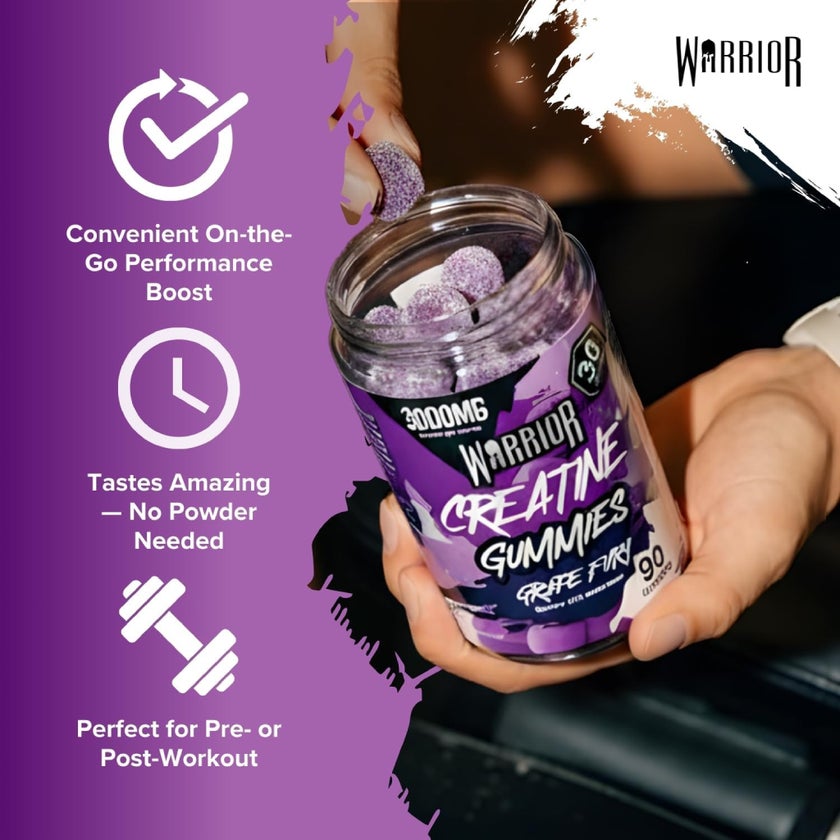 Warrior 3000mg Creatine Gummies, Grape Fury - 90 Gummies